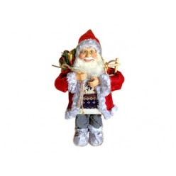 Дед Мороз в красной шубе с санками 30cm