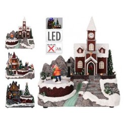 Сувенир рождественский LED "Дом с движущимися фигурами" 18Х1