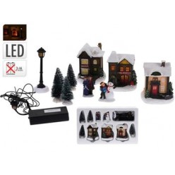 Набор рождественский LED: 3дома+4дерева+фонарь+2фигуры