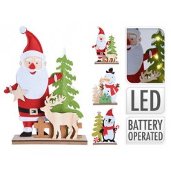 Сувенир LED "Дед Мороз/Снеговик с елкой и оленем" 36cm