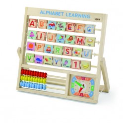 Развивающая деревянная игрушка Учим часы, счеты и алфавит