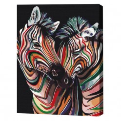 Картина по номерам (Без упаковки)  Пара радужных зебр