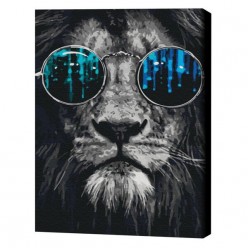 Картина по номерам (в упаковке)  Лев в очках