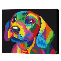 Картина по номерам (без упаковки)  Радужный пес