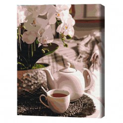 Картина по номерам (в упаковке)  Чаепитие в орхидеях