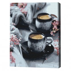 Картина по номерам (в упаковке)  Кофе в чашках