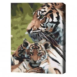 Картина по номерам (без упаковки)  Семья тигров