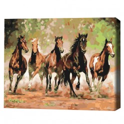 Картина по номерам (без упаковки)  Табун коней