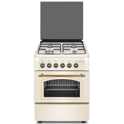 Плита Zanetti Z6000 EKR 57x57, 4 газ.конфорки.электроподжиг,электро духовка,кремовая