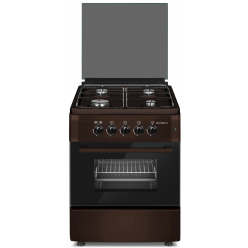 Плита Zanetti Z6000 GBR 60x60, 4 газ.конфорки.электроподжиг,газ духовка,коричневая