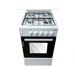 Плита Zanetti Z500 EWH 50x55, 4 газ.конфорки.,электро духовка, 1противень,белая,