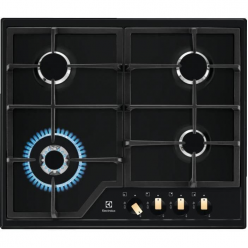 Плита Electrolux KGS6436RK 4 газ конфорки.Газ-контроль.Решетка чугунная.панел управления спереди .Электроподжиг.закаленное стекло.черный