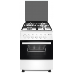 Плита Zanetti Z60 EWH Fonta FFD 60x60, GAZ CONTROL, 4 газ.конфорки,чугунные решетки .электроподжиг,электро духовка,белая