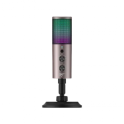 Микрофон Havit GK61, Cardioid, 100Hz-18kHz, -33±2dB, Touch mute key, 1.8m. RGB, USB, Black/Ochre
