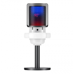 Микрофон Havit GK50, Cardioid, 30Hz-20kHz, -40±3dB, Button mute key, 1.8m. RGB, USB, White
