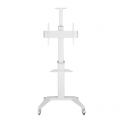 TV Mount Stand Gembird TVS-70T-02-W, 37-70-; White, VESA; max 70kg, Aluminum TV floor stand with caster wheels
