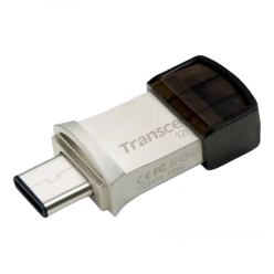 128GB USB3.1/Type-C Flash Drive  Transcend "JetFlash 890", Silver, Metal Case, OTG (R/W:130/30MB/s)
