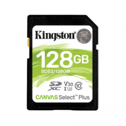 .128GB  SDXC Card (Class 10) UHS-I , U3, Kingston Canvas Select Plus "SDS2/128GB" (R/W:100/85MB/s)
