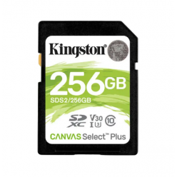 .256GB  SDXC Card (Class 10) UHS-I , U3, Kingston Canvas Select Plus "SDS2/256GB" (R/W:100/85MB/s)
