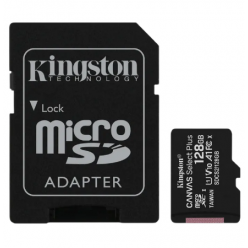 128GB MicroSD (Class 10) UHS-I (U1) +SD adapter, Kingston Canvas Select+ "SDCS2/128GB" (R:100MB/s)
