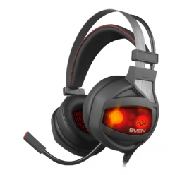 Gaming Headset SVEN AP-U996MV, 40mm & 30mm drivers, 20-20kHz, 32 Ohm, 123dB, 400g, In-Line Controls, v7.1, Backlight(Red), 2.2m, USB, Black/Red
