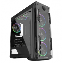 Case ATX GAMEMAX Optical, w/o PSU, 4x120mm ARGB  fans, Fan controller, Transparent, USB3.0, Black

