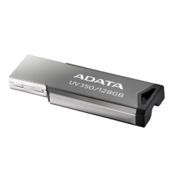 128GB USB3.1 Flash Drive ADATA "UV350", Silver, Metal Case, Slim Capless, Keychain (R/W:60/30MB/s)
