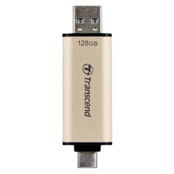 128GB USB3.1/Type-C Flash Drive  Transcend "JetFlash 930C", Gold, Classic Cap,OTG (R/W:420/400MB/s)
