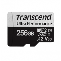 256GB MicroSD (Class 10) UHS-I (U3),+SD adapter, Transcend TS256GUSD340S (V30, A2, R/W:160/125MB/s)
