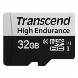 .32GB MicroSD (Class 10) UHS-I (U1),+SD adapter, Transcend "TS32GUSD350V" (R/W:95/40MB/s, Endurance)
