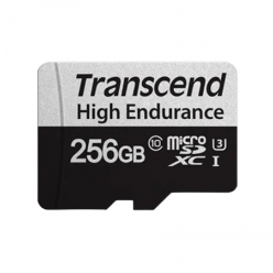 256GB MicroSD (Class 10) UHS-I (U3),+SD adapter, Transcend "TS256GUSD350V" (R/W:95/45MB/s,Endurance)
