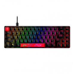 Gaming Keyboard HyperX Alloy Origins 65, Mechanical, 65% form factor, Linear SW, PBT keycaps, Aluminum, Onboard Memory, RGB, EN/RU, 1.8m, USB, Black
