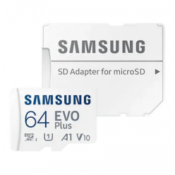 .64GB MicroSD (Class 10). UHS-I (U1)+SD adapter, Samsung EVO Plus "MB-MC64KA" (R:130MB/s)
