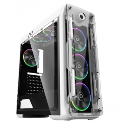 Case ATX GAMEMAX Optical, w/o PSU, 4x120mm ARGB  fans, Fan controller, Transparent, USB3.0, White
