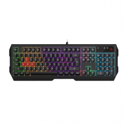 Gaming Keyboard Bloody B135N, Multimedia Hot-Keys, Game Mode, Macro, 4 Gaming Keycaps, Spill-resistant, Neon Backlight, 1.8m, USB, EN/RU, Black
