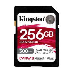 .256GB  SDXC Card (Class 10) UHS-II , U3, Kingston Canvas React Plus "SDR2/256GB" (R/W:300/260MB/s)
