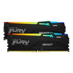 64GB DDR5-5200MHz  Kingston FURY Beast RGB (Kit of 2x32GB) (KF552C40BBAK2-64), CL40-40-40, 1.25V,Blk
