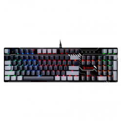 Gaming Keyboard Bloody B808N, Mechanical, Optical Tackile SW, Fn keys, Aluminum, Spill-resistant, Neon Backlight, 1.8m, USB, EN/RU, Black/Grey
