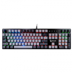 Gaming Keyboard Bloody B828N, Mechanical, Optical Tackile SW, Fn keys, Aluminum, Spill-resistant, Neon Backlight, 1.8m, USB, EN/RU, Grey/Black
