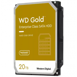 3.5" HDD 20.0TB-SATA-512MB Western Digital "Gold (WD202KRYZ)", Enterprise, CMR, 7200rpm, 2.5M (MTBF)
