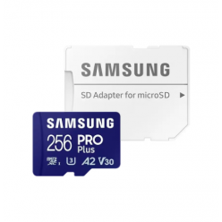 256GB MicroSD (Class 10) UHS-I (U3) +SD adapter, Samsung PRO Plus "MB-MD256SA" (R/W:180/130MB/s)
