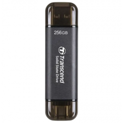 .256GB  Transcend Portable SSD ESD310C Black, USB-A/C 3.2 (71.3x20x7.8 mm, 11g, R/W:1050/950 MB/s)
