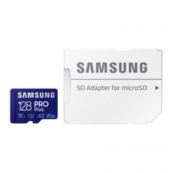 128GB MicroSD (Class 10) UHS-I (U3)+SD adapter, Samsung PRO Plus "MB-MD128SA" (R/W:180/130MB/s)
