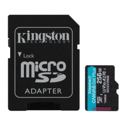 256GB MicroSD (Class 10) UHS-I (U3) +SD adapter, Kingston Canvas Go! Plus "SDCG3/256GB" (170/90MB/s)
