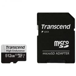512GB MicroSD (Class 10) UHS-I (U3),+SD adapter, Transcend "TS512GUSD350V" (R/W:95/45MB/s,Endurance)
