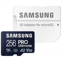 256GB MicroSD (Class 10) UHS-I (U3)+SD adapter, Samsung PRO Ultimate "MB-MY256SA" (R/W:200/130MB/s)
