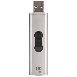 1.0TB  Transcend Portable SSD ESD320A Silver, USB-A 3.1 10Gbps, Metallic Capless/Slider (68.2x19.7x9.5 mm, 26g, R/W:1050/950 MB/s, 3D-NAND flash)

