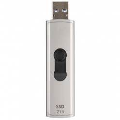 2.0TB  Transcend Portable SSD ESD320A Silver, USB-A 3.1 10Gbps, Metallic Capless/Slider (68.2x19.7x9.5 mm, 26g, R/W:1050/950 MB/s, 3D-NAND flash)
