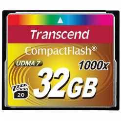 .32GB CompactFlash Card, Hi-Speed 1000X, Transcend "TS32GCF1000" (R/W: 160/120MB/s)
