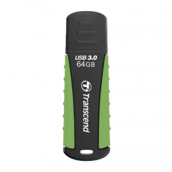 64GB USB3.1 Flash Drive Transcend "JetFlash 810", Black-Green, Rubber Case (R/W:90/30MB/s)
